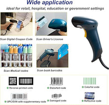 Load image into Gallery viewer, TEEMI QR Barcode Scanner with Handsfree AutoSensing Stand Handheld Automatic USB Wired 1D 2D Bar Codes Reader Global Shutter Scan Rectangle Datamatrix OCR IMB Driver&#39;s License Codes
