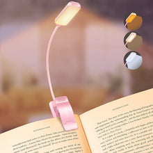 Load image into Gallery viewer, Gritin 9 LED Rechargeable Book Light for Reading in Bed - Eye Caring 3 Color Temperatures,Stepless Dimming Brightness,80 Hrs Runtime Small Lightweight Clip On Book Reading Light for Studying-Pink
