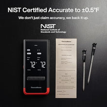 Load image into Gallery viewer, Wireless Bluetooth Smart Meat Thermometer: Standalone Base, WiFi Unlimited Range, 6 Sensors with NIST Certified Accuracy, 2 Probes, for BBQ, Grill, Oven, Smoker, Rotisserie (Red)
