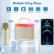 Load image into Gallery viewer, JYX Mini Karaoke Machine for Kids - Beige Bluetooth Speaker with Party Lights and 1 Wireless Microphone, Great for Kids and Adults, Ideal for Family Home Parties and Birthday
