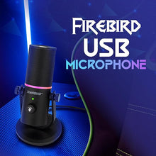 Load image into Gallery viewer, SoundBeast Firebird USB Microphone - with Volume Control, Noise Reduction Mode, RGB Lighting, Headphone Jack - for Gaming, Podcasting, Singing, Video Production, &amp; More - for Computers
