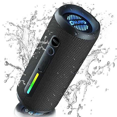 OHAYO Portable Bluetooth Speaker, Wireless Bass Speaker with 24W Loud Sound, IPX7 Waterproof, Bluetooth 5.3, RGB Lights, AUX&TF-Card, Stereo Pairing, Gift Ideas for Home/Outdoor/Party