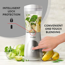 Load image into Gallery viewer, Mueller Personal Blender for Shakes and Smoothies with 15 Oz Travel Cup and Lid, Juices, Baby Food, Heavy-Duty Portable Blender &amp; Food Processor, White
