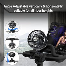 Load image into Gallery viewer, Clip on Fan for Exercise Bike/Tread, Rechargeable Battery Operated Portable Fan for Treadmill Stationary Bike Exercise Machine
