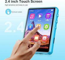 Load image into Gallery viewer, MP3 Player Bluetooth 5.3, SWOFY 64GB Mp3 Music Player with Touch Screen, Portable Digital Audio Player with HD Speaker FM Radio, Recording Support up 128GB Blue
