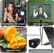 Load image into Gallery viewer, ELP 12X Zoom 4K 30fps USB Camera 1080P 60fps HDMI USB Webcam Autofocus Manual Zoom Infrared Remote Control PC Camera H.265 H.264 High Speed Web Camera for Church Streaming Video Conference (12X Zoom)
