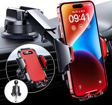 Load image into Gallery viewer, VANMASS [True Military-Grade] Car Phone Holder [2024 Best Suction &amp; Clip] Cell Phone Mount for Dashboard Windshield Vent Truck Cradle Dash Stand for iPhone 15 Pro Max 14 13 12 Android, Red
