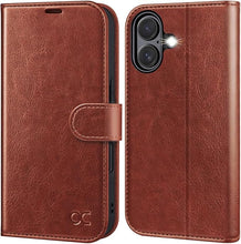 Load image into Gallery viewer, OCASE Compatible with iPhone 16 Wallet Case, PU Leather Flip Folio Case with Card Holders RFID Blocking Kickstand [Shockproof TPU Inner Shell] Phone Cover 6.1 Inch 2024, Dark Brown
