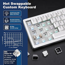 Load image into Gallery viewer, YUNZII AL68 Wireless Mechanical Keyboard 60%,QMK/VIA Aluminum Keyboard,Hot Swappable Custom Keyboard with Knob,Gasket Structure,RGB Backlit Gaming Keyboard for Mac/Windows (Silver, Milk V2)
