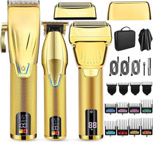 Load image into Gallery viewer, Suttik Professional Hair Clippers for Men, Cordless Beard Trimmer &amp; Electric Shavers for Men, Mens Hair Clippers and Trimmer Set Hair Cutting Kit for Barber with Case, Gold
