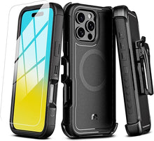 Load image into Gallery viewer, M MYBAT PRO Maverick Series iPhone 16 Pro Max Case with Belt Clip Holster,[Compatible with Magsafe] w/Screen Protector,Anti-Drop,Shockproof,with 360°Rotating Kickstand,Heavy Duty Protection Black

