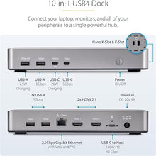 Load image into Gallery viewer, StarTech.com USB-C Docking Station (10-in-1, USB4), Up to 100W Charging for Laptop, 40Gbps Data Transfer, 2.5Gb Ethernet, Single 8K, Dual 4K Display, 6X USB (Not MacOS Compatible)
