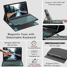 Load image into Gallery viewer, Samsung Galaxy Tab S9 Plus/S9 FE Plus 12.4” Keyboard Case | 7 Color Backlit | Detachable Wireless Bluetooth Keyboard | S Pen Holder | Smart Folio Cover for Tab S9+/S9fe+ SM-X810/X816B/X818U/X610/X616B
