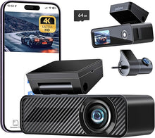 Load image into Gallery viewer, P1 Duo 4K Dash Cam Front and Rear, 64GB SD Card, 4K+1080P Dual Dash Camera for Cars, Wi-Fi &amp; App Control, 1.5’’IPS Display Car Camera, Voice Control, Night Vision, 24H Parking Mode, G-Sensor
