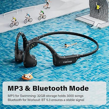 Load image into Gallery viewer, Bone Conduction Headphones, Open Ear Headphones Wireless Earphones, 32GB MP3, 8 Hours Playtime, Bluetooth 5.3, IP68 Waterproof Headphones for Running and Fitness Workout - Black
