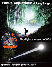 Load image into Gallery viewer, PHIXTON Rechargeable Flashlights High Lumens 1000000 Super Bright Long Range 3280FT, Long Lasting 15H Powerful USB C LED Strong Flash Light High Powered, Heavy Duty, Zoomable, for Home Camping Gift
