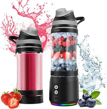 Load image into Gallery viewer, Portable Blender, 300W Personal Mini Blender for Shakes and Smoothies, 24oz Compact Travel Blender with 6000mah USB-C Rechargeable, Intelligent Cleaning Travel Lid &amp; BPA-Free Bottle (Black)
