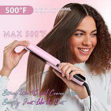 Load image into Gallery viewer, DORISILK 500 Degree High Temp Professional Hair Straightener?30s Fast Heating Ceramic Flat Iron ?2 in 1 Hair Straightener and Curler?Plasma Flat Iron Hair Straightener Get Frizz-Free and Shiny(Pink)
