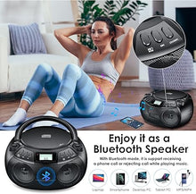 Load image into Gallery viewer, Gueray CD Player Boombox with Bluetooth Boombox AM/FM Radio USB Port Portable CD Player Stereo Sound Speaker MP3 Playback 3.5mm AUX Input Headphone Jack LCD Display CD-R CD-RW MP3WMA Playback
