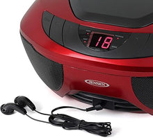 Load image into Gallery viewer, Jensen CD-475R Portable Sport Stereo Boombox CD Player with AM/FM Radio and Aux Line-in &amp; Headphone Jack (Red)
