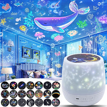 Load image into Gallery viewer, 21 Sets of Films, Kids Night Light Projector for Bedroom, Ceiling, Baby Night Light Projector, Star Galaxy Projector with 360° Rotating for Kids Baby Girls, Birthday, Christmas, Nursery, Room Decor
