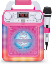 Load image into Gallery viewer, Portable Karaoke Machine for Adults &amp; Kids - Built-In Speaker, Bluetooth, LED Lights, Wired Mic - With Voice Changing Effects
