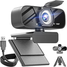 Load image into Gallery viewer, Full HD 1080P Webcam with Microphone, Adjustable FOV, Zoom, Software Control &amp; Privacy Cover, USB HD Computer Web Camera, Plug and Play, for Zoom/Skype/Teams (Pearl Black)
