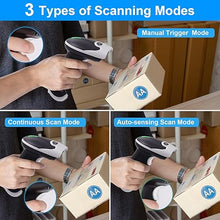 Load image into Gallery viewer, Bluetooth Barcode Scanner, Wireless Bar Code Scanners with Stand 3 in 1 Bluetooth &amp; 2.4G Wireless &amp; USB Wired Connection Qr Code Scanner Handheld 1D&amp;2D&amp;PDF417 Data Matrix Automatic Barcode Reader
