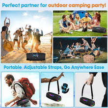 Load image into Gallery viewer, Portable Bluetooth Karaoke Machine - 60W Powerful Speaker with 2 Wireless Microphones, RGB Lights, Lightweight with Shoulder Strap, Perfect for Adults &amp; Kids, Home &amp; Outdoor Party
