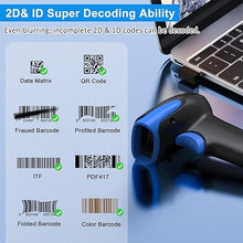 Load image into Gallery viewer, Symcode Wireless Bluetooth Barcode Scanner,3-in-1 Bluetooth &amp; USB Wired &amp; 2.4G Wireless Barcode Reader Scanner 2D 1D QR Code Automatic Fast Precise Bar Code Scanner for Phone Laptop Tablet
