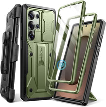 Load image into Gallery viewer, TONGATE for Samsung Galaxy S25 Ultra Case, [Built-in Slide Camera Cover &amp; Screen Protector] [2 Front Frames] Full-Body Heavy Duty Shockproof S25 Ultra Phone Case with Stand &amp; Belt Clip Holster, Green
