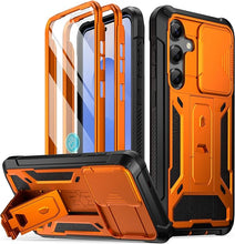 Load image into Gallery viewer, Poetic Spartan Case for Galaxy S25+ Plus 6.7&quot;, [Slide Camera Cover] [Screen Protector Works with Fingerprint ID] Military Grade Rugged Shockproof S25 Plus Phone Case with Kickstand, Metallic Orange
