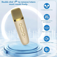 Load image into Gallery viewer, JYX Mini Karaoke Machine for Kids - Beige Bluetooth Speaker with Party Lights and 1 Wireless Microphone, Great for Kids and Adults, Ideal for Family Home Parties and Birthday
