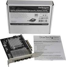 Load image into Gallery viewer, StarTech.com Quad Port 10G SFP+ Network Card - Intel XL710 Open SFP+ Converged Adapter - PCIe 10 Gigabit Ethernet Server NIC - 10GbE Fiber Optic LAN Card - Dell PowerEdge HPE ProLiant (PEX10GSFP4I)
