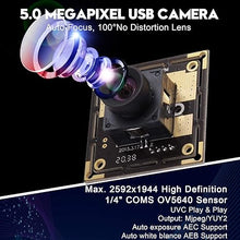 Load image into Gallery viewer, SVPRO 5MP Autofocus USB Camera Module, Wide Angle Mini Webcam Board with Non-Distortion Lens USB Sercurity Camera CMOS OV5640,UVC USB2.0 Plug and Play Lightburn Camera for Engraving
