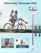 Load image into Gallery viewer, Stable Selfie Stick Tripod with Fill Light, 44 Inch Extendable Selfie Stick with Wireless Remote and Tripod Stand 360 Rotation for iPhone 15/14/13/12/11 Pro/XS Max/XR/X, Samsung and Smartphone (White)
