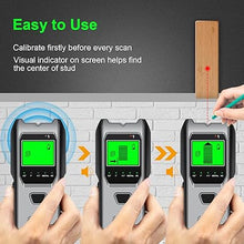 Load image into Gallery viewer, Stud Finder Wall Scanner, 5 in 1 Multifunction Stud Locator with Upgraded Smart Sensor, HD LCD Display and Audio Alarm for The Center &amp; Edge of Metal, Studs, AC Wire, and Pipe Detection(Dim Gray)
