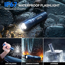 Load image into Gallery viewer, LETMY Tactical Flashlight - 2 Pack LED Flashlights High Lumens - Portable Handheld Flash Light, 5 Modes Zoomable Waterproof Flashlights for Home Emergency Camping- Blue
