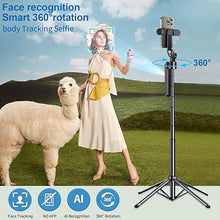 Load image into Gallery viewer, Auto face Tracking Tripod 360 Rotation,70&quot; Expandable Selfie Stick Tripod,face Body Tracking Phone Tripod Selfie Stick, with Fill Light auto Tracking Tripod,Remote &amp; Gesture Control Tripod

