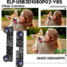 Load image into Gallery viewer, Webcamera_usb 4MP Dual Lens USB Camera Module Synchronization Webcam Board 1080P High Speed 60fps Lightburn Camera Mini Laser Engraver Camera for Computer Raspberry Pi (85degree no Distortion Lens)
