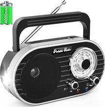 Load image into Gallery viewer, Portable AM FM SW Radio with Bluetooth,4000mAh Rechargeable Radio with Big Speaker,Flashlight,Large Knob,Earphone Jack,4 AA Battery Operated Radio,Transistor Radio with Best Reception for Home&amp;Outdoor
