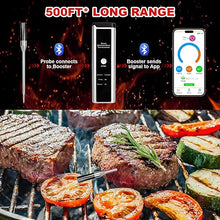 Load image into Gallery viewer, Wireless Meat Thermometer - 500-FT Bluetooth Wireless Range | IPX7 Waterproof and Dishwasher Safe | Rechargeable Digital Food Thermometer for Grill BBQ Smoker Oven
