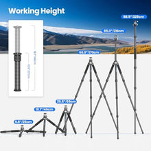 Load image into Gallery viewer, 85'' Tripod Carbon Fiber, Heavy Duty Tripod for Camera, Professional Camera Tripods Monopod with 52mm Ballhead, External Center Column Compact, WEYLLAN GX9 Max Tube 40mm for Dslr Camera Telephoto Lens, black_5014
