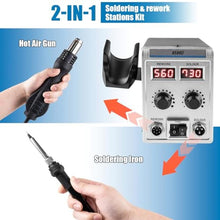 Load image into Gallery viewer, 8586D 2 In 1 Soldering Station, SMD Hot Air Rework Station LED Dual Digital Display with Heat Gun and Solder Iron Kit, Electric Soldering Iron Station with Temperature Control, Auto Sleep Functions_3265
