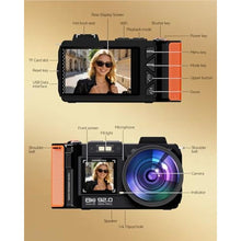 Load image into Gallery viewer, 8K Digital Camera for Photography, 92MP WiFi Vlogging Camera for Front and Rear Screen, 18X Digital Zoom, Point and Shoot Camera for YouTube with 64GB SD Card (8K Black), KBlack_2196
