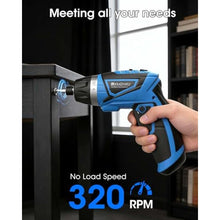 Load image into Gallery viewer, 8V Cordless Screwdriver,Upgraded 10+1 Precision Torque Max 10Nm Electric Screwdriver,2000mAh Rechargeable Screw Gun with 50-Piece Kit,180 Pivoting Handle,LED Light,Gift for DIY &amp; Home, Blue_5262
