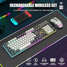 Load image into Gallery viewer, RedThunder K10 Wireless Gaming Keyboard and Mouse Combo, LED Backlit Rechargeable 3800mAh Battery, Mechanical Feel Anti-ghosting Keyboard + 7D 3200DPI Mice for PC Gamer (White-Gray)
