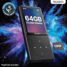 Load image into Gallery viewer, Bluetooth MP3 Player with Earphones | 64GB Slim, Expandable up-to 128GB, Inbuilt Speaker, 2.4” Full Color Display with Intuitive Touch Controls, 67h Battery Life | Majority MP3 Pro
