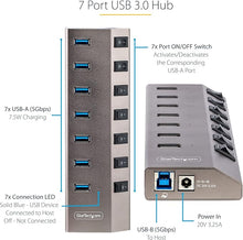Load image into Gallery viewer, StarTech.com 7-Port Self-Powered USB-C Hub with Individual On/Off Switches, USB 3.0 5Gbps Expansion Hub w/Power Supply, Desktop/Laptop USB-C to USB-A Hub, USB Type C Hub w/BC 1.2 (5G7AIBS-USB-HUB-NA)
