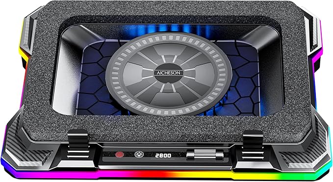 AICHESON Gaming Laptop Cooler Cooling Pad, Ultra Cooling with 10°C-35°C Temperature Drop, RGB Turbo Fan Stand Base for 14-19 inch Computer Laptops